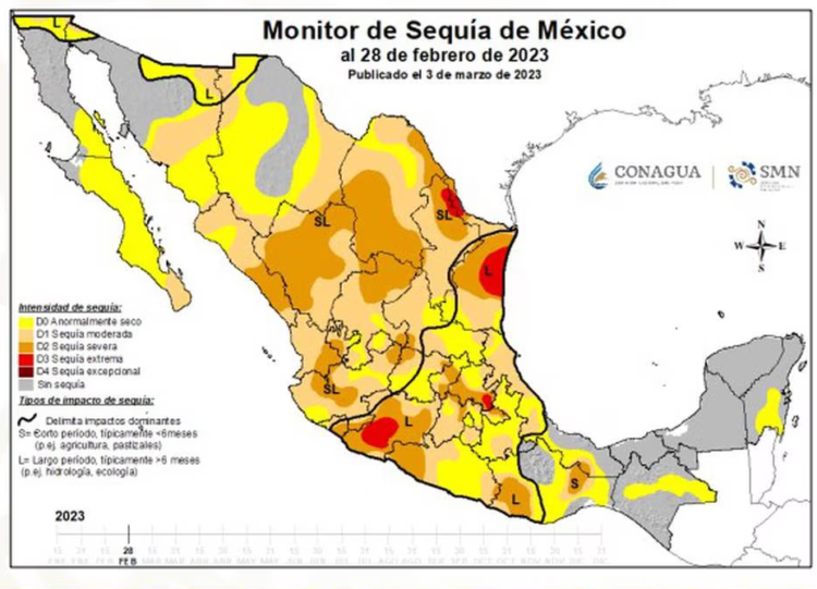 El 50.16% del país tiene condiciones de sequía, alerta Conagua
