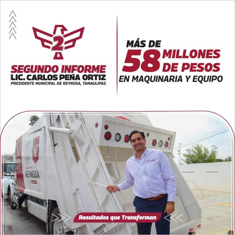 Invierte Gobierno de Reynosa más de 58 MDP en maquinaria y equipo