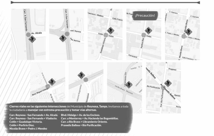 Advierte Gobierno de Reynosa calles cerradas por rehabilitación