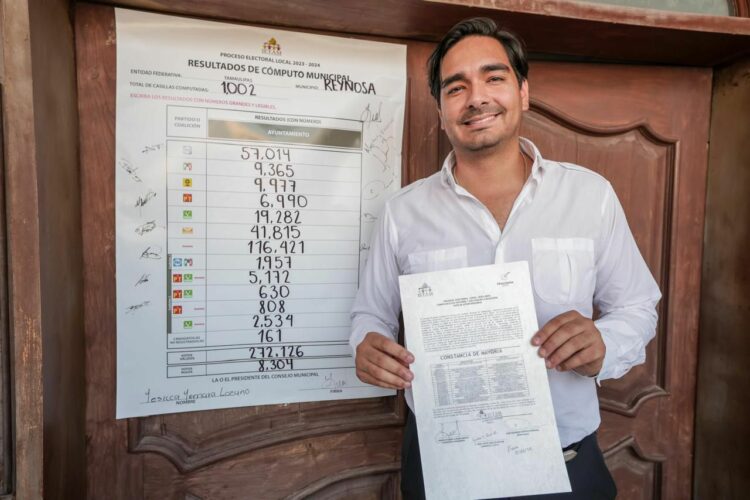 Entrega IETAM constancia de mayoría a Peña Ortiz por la alcaldía de Reynosa