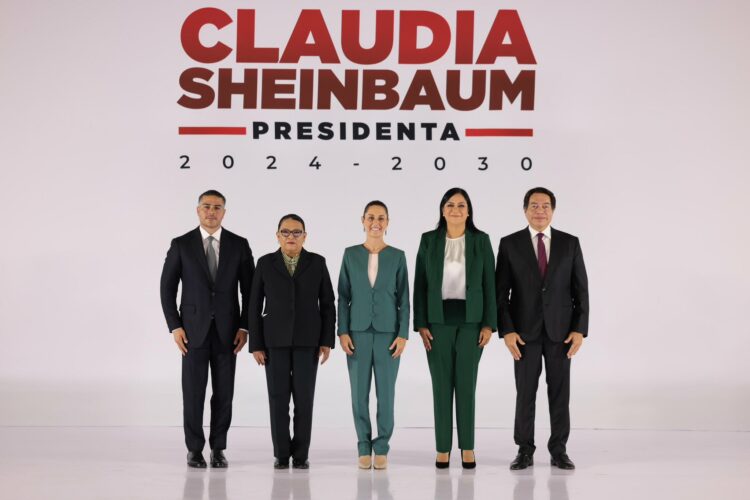 Llegan Delgado y García Harfuch con Sheinbaum; ratifican a Montiel en el gabinete. Foto de X Claudia Sheinbaum