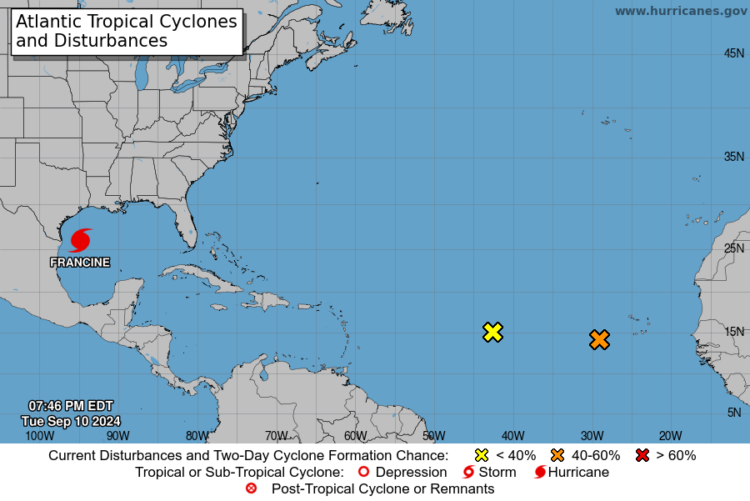 "Francine" se fortalece a huracán NHC