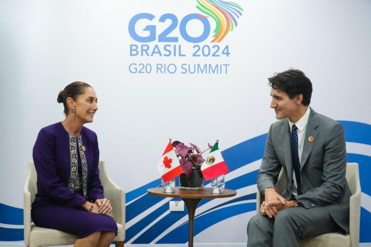 Sheinbaum asegura que Trudeau sabe la intención de México de continuidad del T-MEC. Foto de X Claudia Sheinbaum