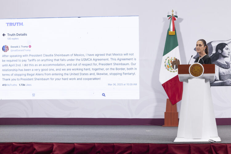 Niega Sheinbaum acuerdo en "lo oscurito" tras prórroga a aranceles. Foto de Presidencia de México