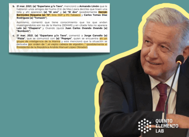 AMLO habría ordenado investigar a Hernán Bermúdez en 2021, según un informe de la Sedena. Foto de Quinto Elemento Lab