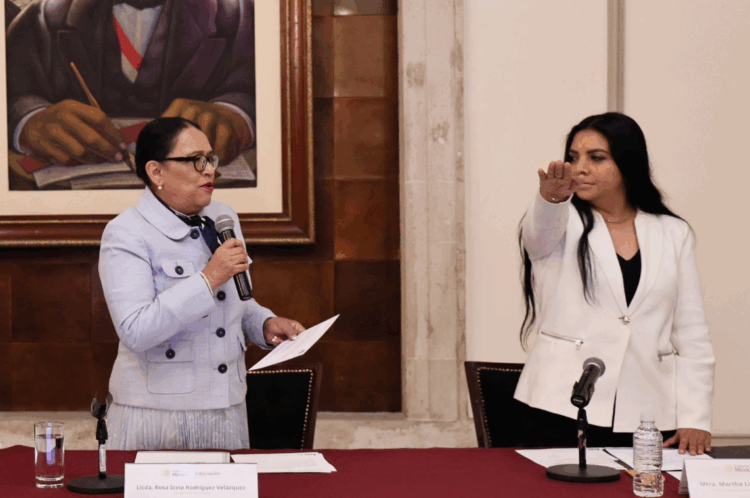 Martha Lidia Pérez Gumecindo y Rosa Icela Rodríguez Velázquez. Foto: X de Rosa Icela Rodríguez