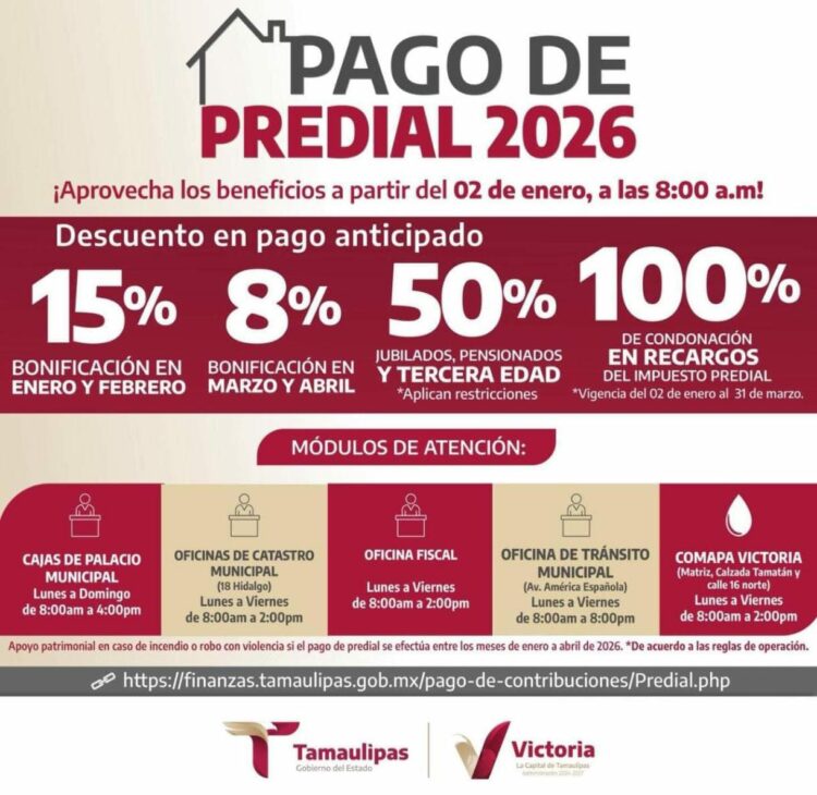 A partir del 2 de enero tesorería recibe contribuyentes del impuesto predial 2026