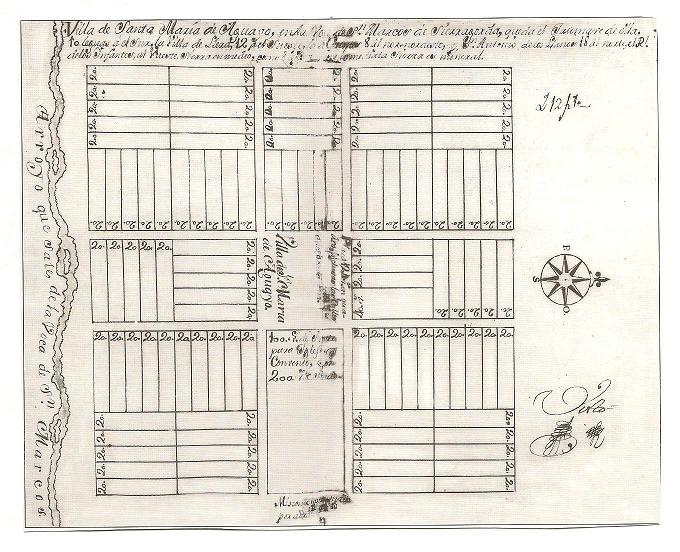1.-1750 Primer Plano de la Fundación de la Villa de Aguayo