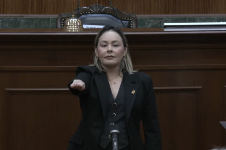 Yeraldine Bonilla Valverde, gobernadora interina de Sinaloa. Foto tomada de video