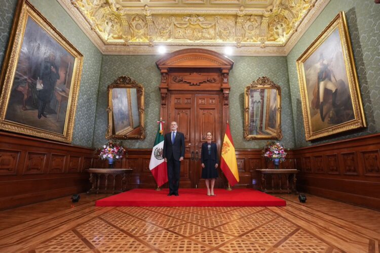 Sheinbaum recibe al rey Felipe VI de España en Palacio Nacional. Foto de Presidencia