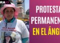 Pese a eventos mundialistas, madre buscadora instala protesta permanente en el Ángel
